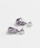 Asos Design Stud Earrings With Crystal And Pearl Drop In Silver Tone