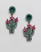 Asos Design Jewel Cactus Drop Earrings - Multi