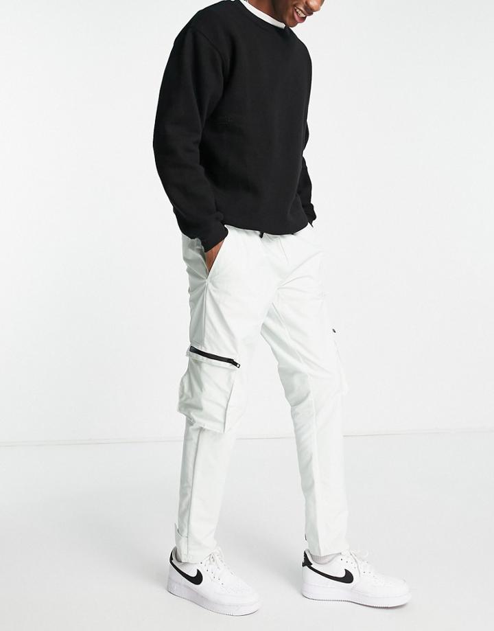 Night Addict Tapered Elasticated Utility Pants With Cuff Adjusters In Mint - Part Of A Set-green