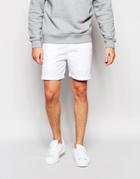 Asos Slim Chino Shorts In Mid Length - White