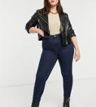 River Island Plus Molly Skinny Jeans In Dark Blue-blues