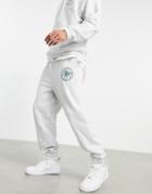 Asos Design Set Oversized Sweatpants With Roman Numerals Logo Print-white