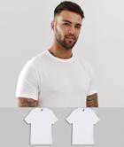 Asos Design 2 Pack Organic T-shirt With Crew Neck Save-white