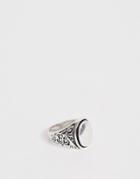 Asos Design Chunky Signet Ring With Engraving In Silver - Silver