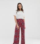 Asos Design Tall Wide Leg Pants In Paisley Scarf Print - Multi