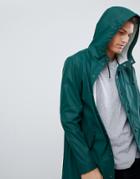 Asos Design Shower Resistant Rain Coat In Green - Green