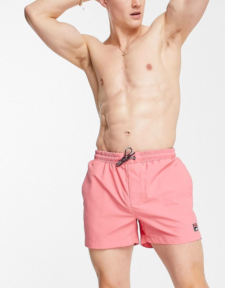 Fila Artoni Box Logo Swim Shorts In Pink-red