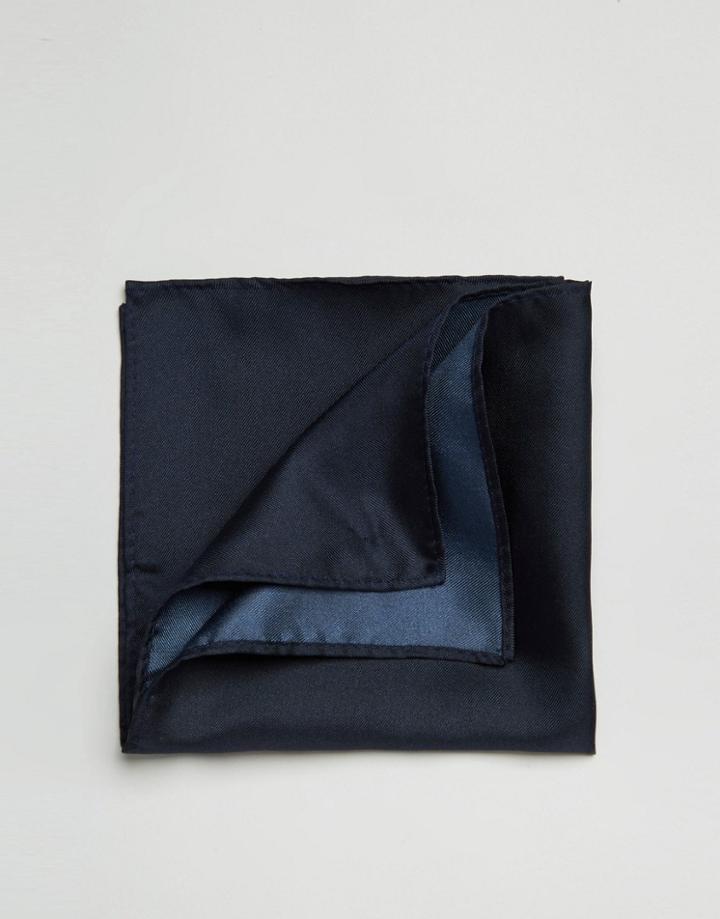 Asos Wedding Pocket Square In Silk Navy - Navy