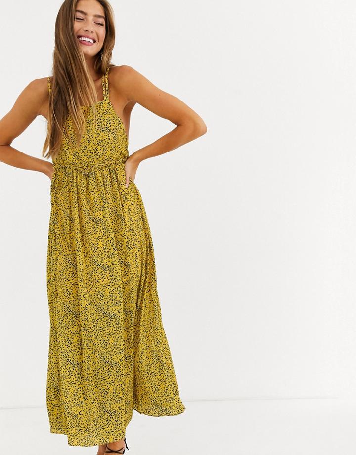 Lost Ink Cami Midi Dress In Ditsy Floral-yellow