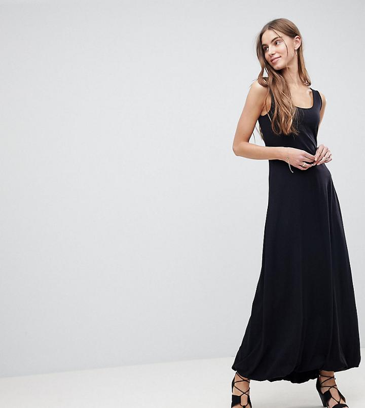 Asos Tall Maxi Tank Dress With Bubble Hem - Black