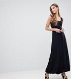 Asos Tall Maxi Tank Dress With Bubble Hem - Black