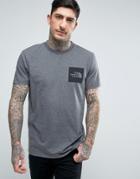 The North Face Fine T-shirt Square Logo In Mid Gray Marl - Gray