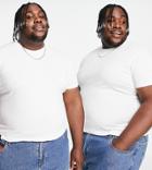 Le Breve Plus 2 Pack Muscle Fit T-shirt In White