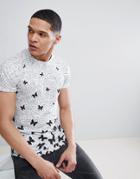 Good For Nothing Muscle Speckle Butterfly T-shirt In White - White