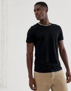 Selected Homme T-shirt With Sport Ringer Neck - Black