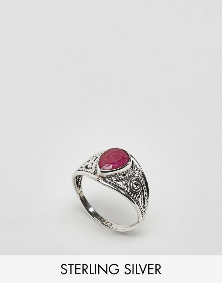 Jo Bali By Kingsley Ryan Garnet Ring - Silver