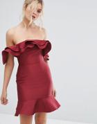 C/meo Collective Extant Off Shoulder Ruffle Dress - Red