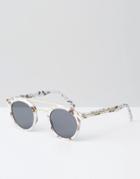 Asos Round Sunglasses With Metal Bridge High Bar With Flat Lens And Marble Finish - Multi