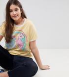 Asos Curve T-shirt With My Little Pony Print And Contrast Binding - Yellow
