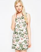 Style London Dress In Tropical Floral Print - Cream
