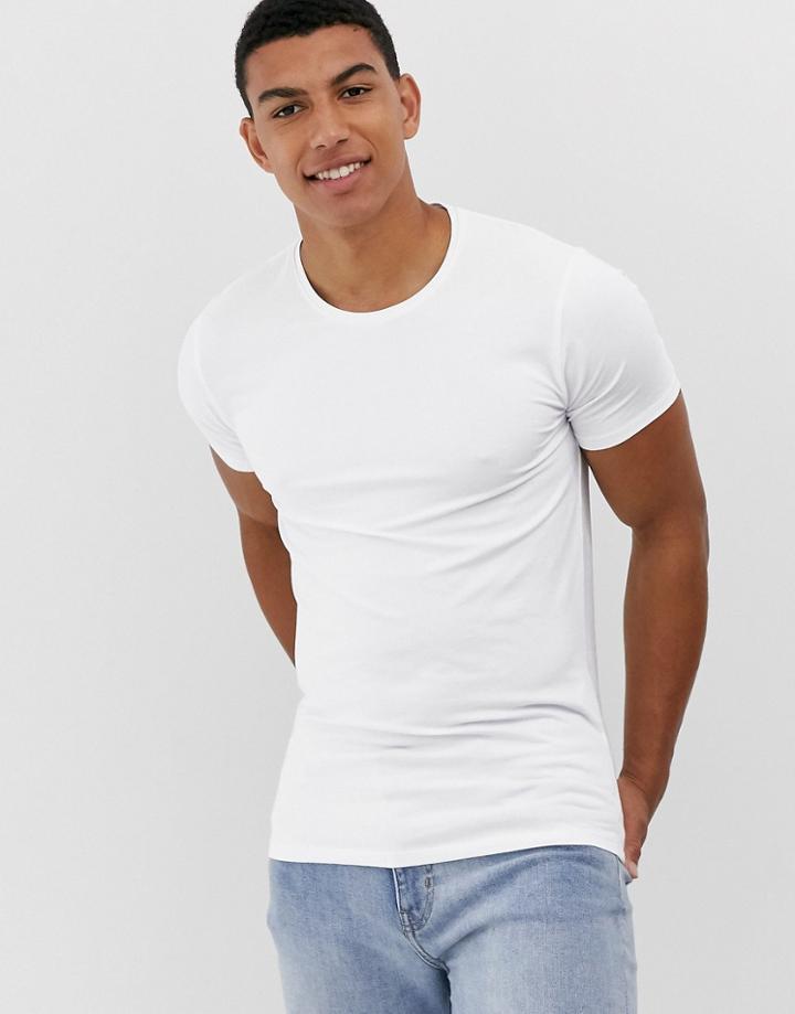 Selected Homme Muscle Fit Lounge T-shirt In White
