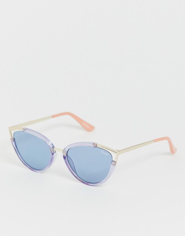 Quay Australia Hearsay Cat Eye Sunglasses In Blue - Blue