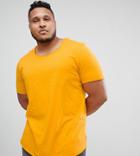 Jack & Jones Essentials Plus Size Longline T-shirt With Raw Neck - Yellow