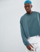 Asos Design Extreme Oversized Cropped Sweatshirt In Washed Green - Green