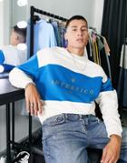 Asos Design Oversized Sweatshirt In Block Stripe With Chest Embroidery-multi