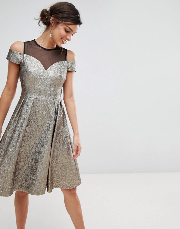 Coast Jiana Metallic Party Dress - Gold
