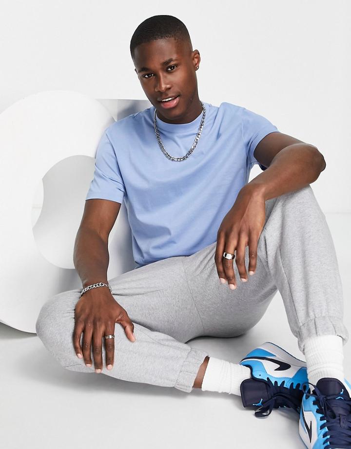 Asos Design T-shirt With Crew Neck In Blue - Mblue