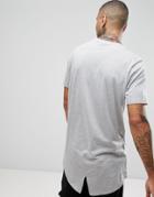 Asos Super Longline T-shirt With Fish Tail Split Hem - Gray