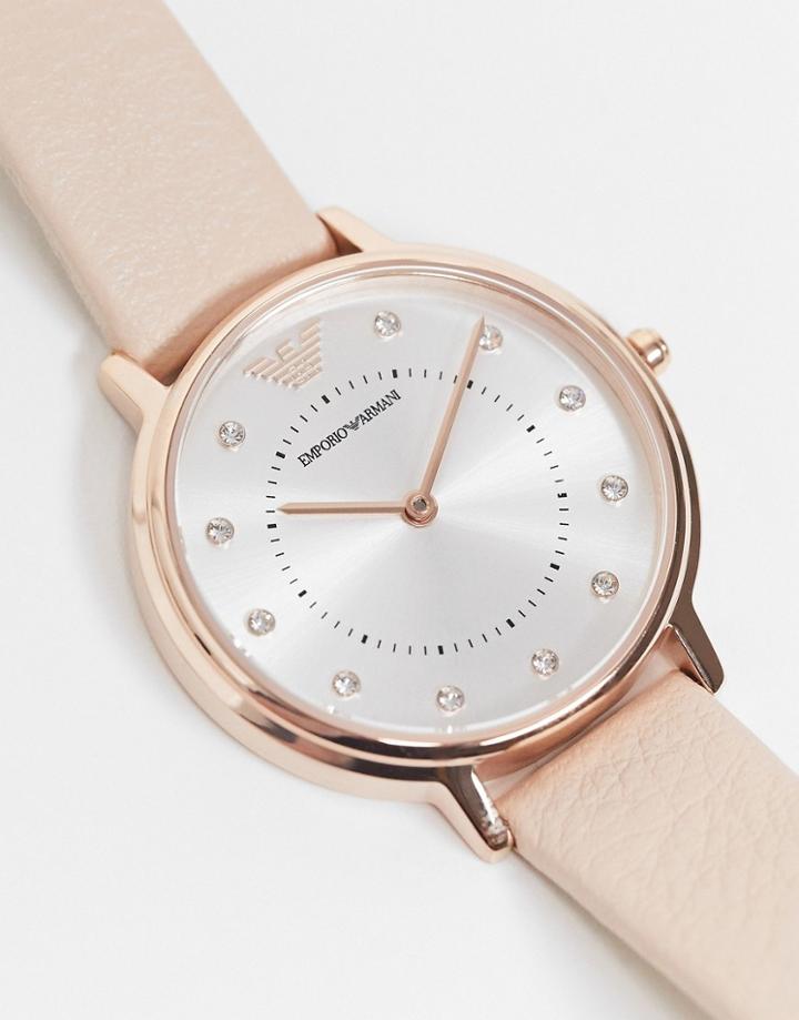 Emporio Armani Ar2510 Kappa Leather Watch In Pink