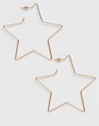 Asos Design Hoop Earrings In Fine Star Shape In Gold Tone - Gold