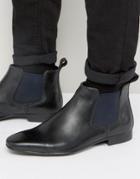 Silver Street Carnay Chelsea Boots In Black Leather - Black