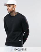 Hype Sweatshirt With Rose Embroidery - Black