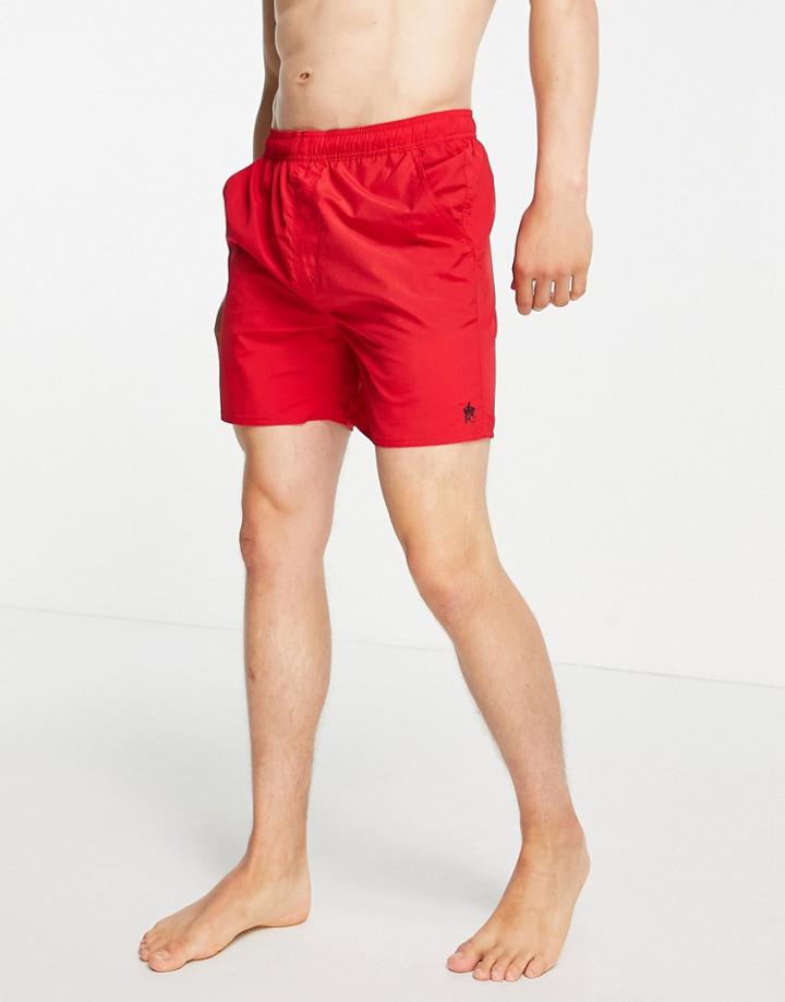 French Connection Tas Contrast Swim Shorts In Red And Marine-multi