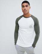 River Island Muscle Fit Raglan Long Sleeve T-shirt In Khaki - Green