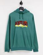 Asos Design Oversized Polar Fleece Hoodie With Mountain Embroidery In Green-multi