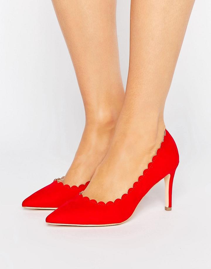 London Rebel Scallop Detail Pumps - Red
