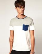 Asos Crew T-shirt With Contrast Yoke - Navy