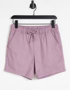 Asos Design Skinny Chino Shorts With Elastic Waist In Purple