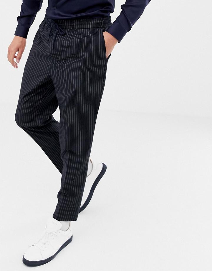 New Look Smart Joggers In Navy Pinstripe - Navy