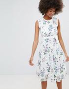 Darling Floral Embroidered Skater Dress - Cream