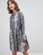 Stradivarius Basic Shirt Dress In Snake Print - Multi