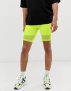 Asos Design Jersey Shorts With Mesh In Bright Lime-green