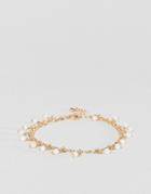 Asos Design Delicate Pearl Charm Bracelet - Gold