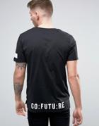 Jack & Jones Core Longline T-shirt With Back And Seam Print - Black