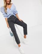 Pull & Bear Mom Jean In Dark Gray-grey