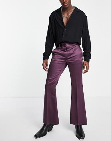 Twisted Tailor Flared Suit Pants In Purple